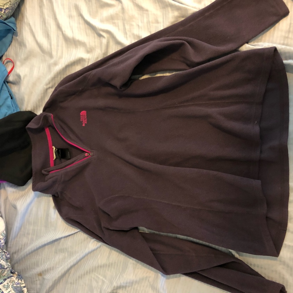 Purple and pink north face quarter zip